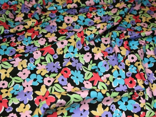 Cotton Lawn Fabric Black/Multi