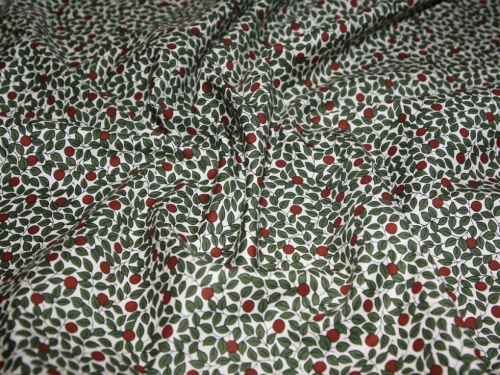 Cotton Lawn Fabric Cream/Olive/Wine