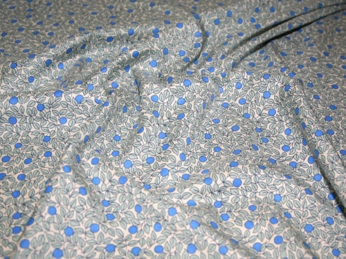 Cotton Lawn Fabric Cream/Green/Blue