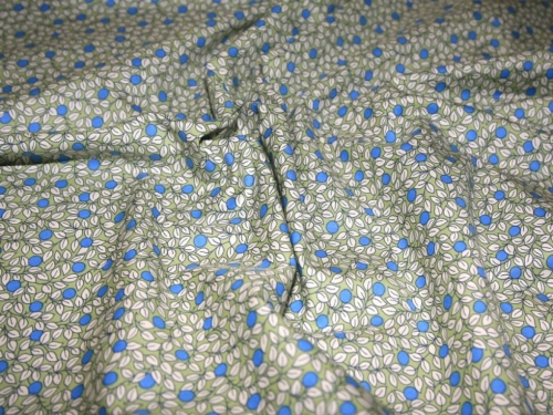 Cotton Lawn Fabric Green/Cream/Blue