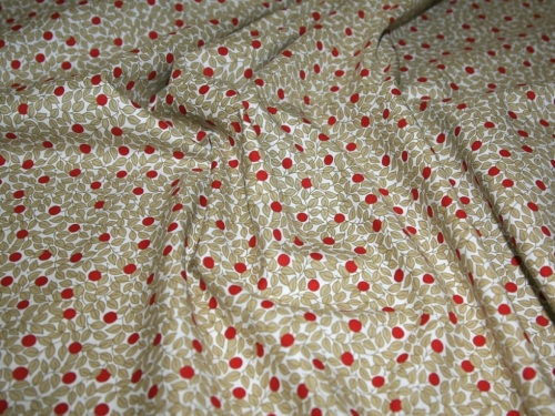 Cotton Lawn Fabric Cream/Beige/Red