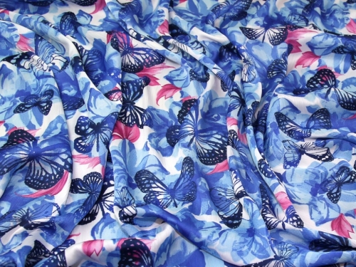 Deadstock Crinkle Satin Fabric Blue