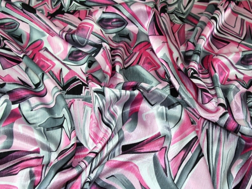 Deadstock Crinkle Satin Fabric Pink