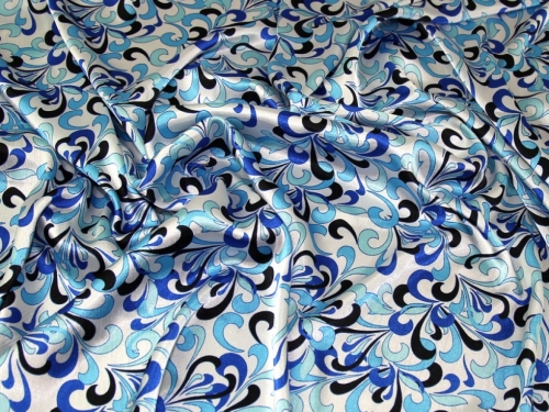 Deadstock Crinkle Satin Fabric Turquoise