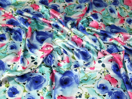 Deadstock Crinkle Satin Fabric Turquoise