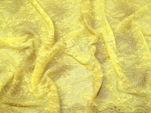 Deadstock Metallic Lace Fabric Citrus