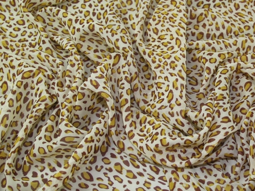 Deadstock Sheer Chiffon Fabric Citrus & Brown