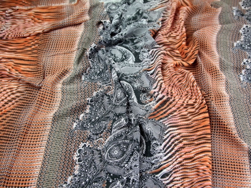 Deadstock Polyester Georgette Fabric Rust Orange