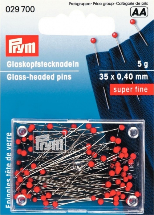 Prym Glass Headed Pins Red