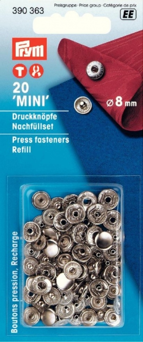 Prym Mini Snaps Press Fasteners Refill Silver