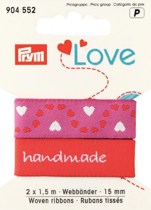 Prym Love Woven Heart Ribbon Red