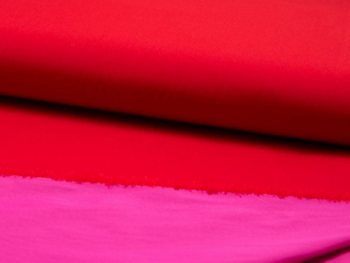Deadstock Reversible Memory Raincoat Coating Fabric Fuchsia & Red