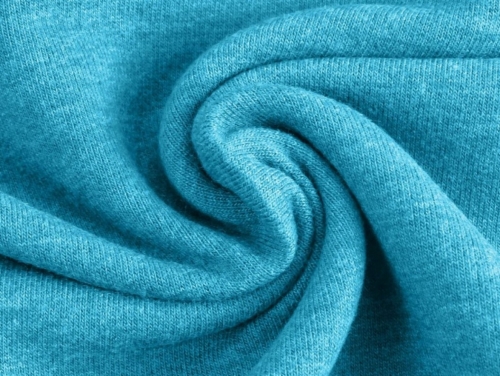 Melange Fleece Back Sweatshirt Stretch Knit Fabric Turquoise