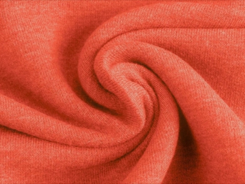 Melange Fleece Back Sweatshirt Stretch Knit Fabric Orange
