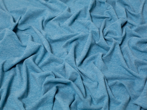 Minerva Core Range Melange Cotton Jersey Stretch Knit Fabric Petrol