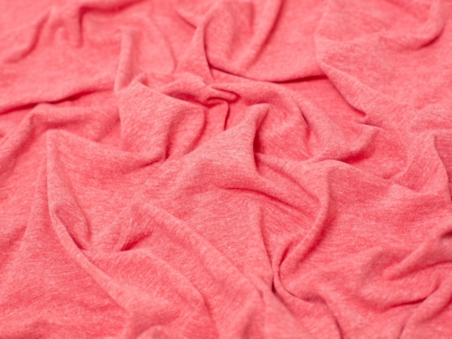 Minerva Core Range Melange Cotton Jersey Stretch Knit Fabric Coral Red