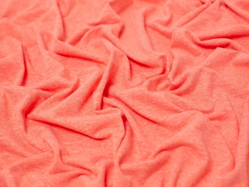 Minerva Core Range Melange Cotton Jersey Stretch Knit Fabric Coral Orange