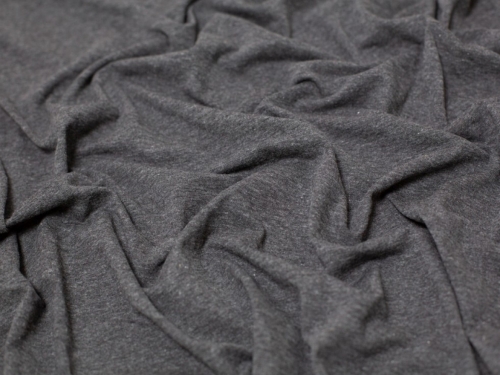 Minerva Core Range Melange Cotton Jersey Stretch Knit Fabric Charcoal