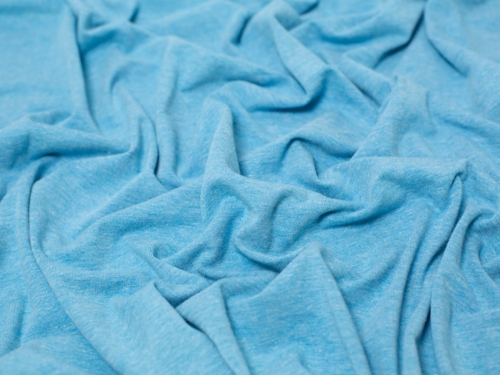 Minerva Core Range Melange Cotton Jersey Stretch Knit Fabric Aqua Blue