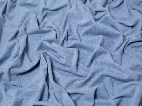 Minerva Core Range Melange Cotton Jersey Stretch Knit Fabric Calm Blue