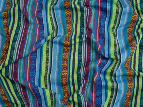 Minerva Core Range Mexico Woven Stripe Jacquard Canvas Fabric Cobalt Blue