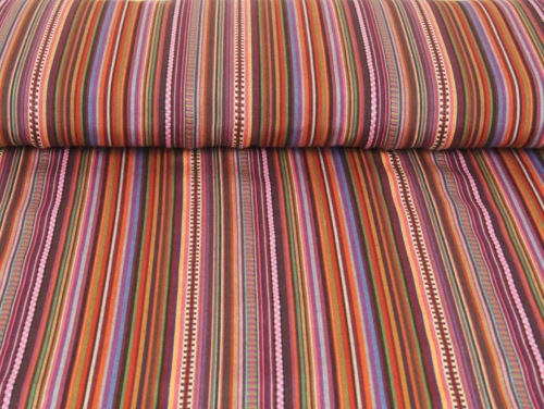 Minerva Core Range Mexico Woven Stripe Jacquard Canvas Fabric Fire Red