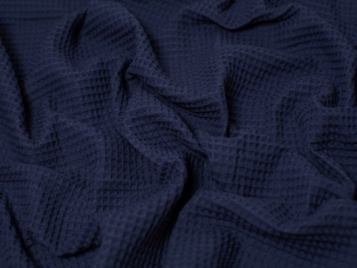 Minerva Core Range Medium Cotton Waffle Fabric Navy Blue