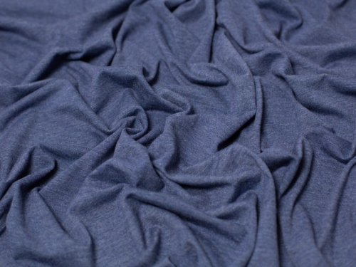 Minerva Core Range Melange Cotton Jersey Stretch Knit Fabric Dark Blue