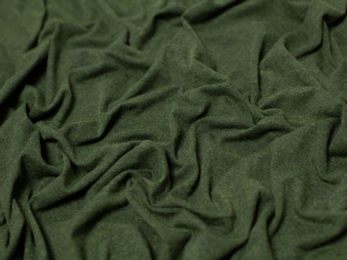 Minerva Core Range Melange Cotton Jersey Stretch Knit Fabric Dark Olive