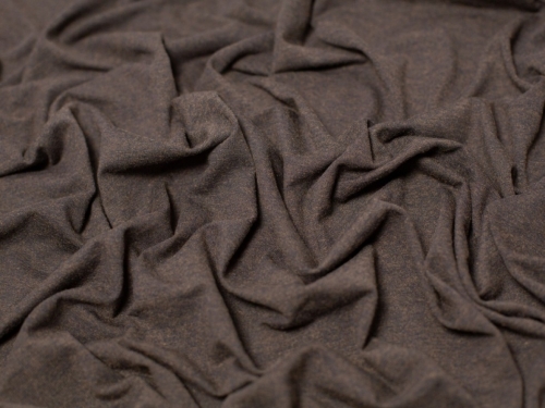 Minerva Core Range Melange Cotton Jersey Stretch Knit Fabric Earth Brown