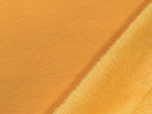 Fur Back Sweatshirt Stretch Knit Fabric Ochre Yellow