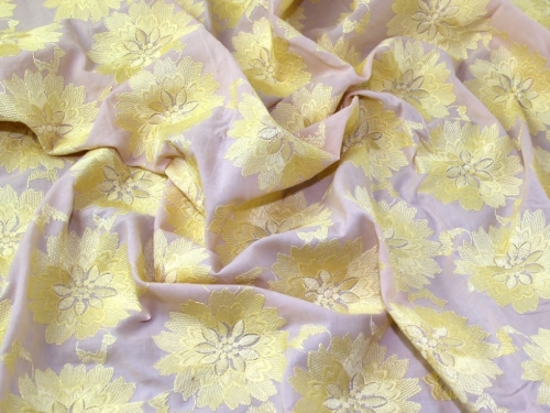 Deadstock Embroidered Cotton Lawn Fabric Lemon on Beige