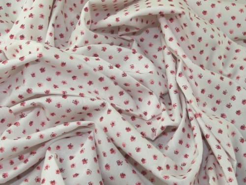 Deadstock 100% Cotton Fabric Pink on White