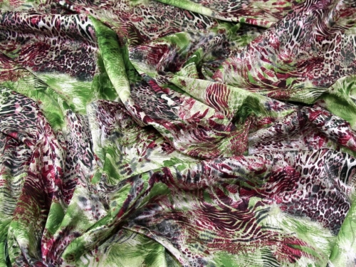 Deadstock Stretch Woven Satin Fabric Green Multi