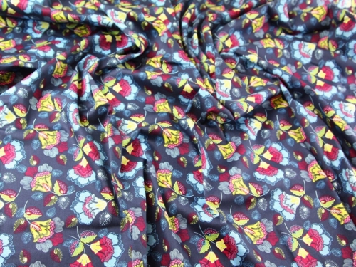 Deadstock Woven Stretch Cotton Sateen Fabric Navy Blue