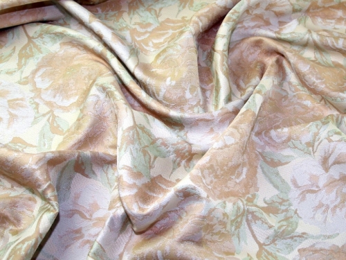 Deadstock Woven Brocade Fabric Beige & Mint