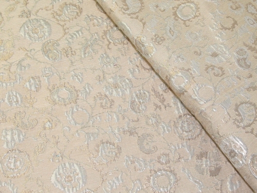 Deadstock Metallic Woven Brocade Fabric Natural
