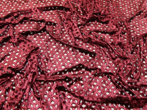 Deadstock Cut Out Velvet Stretch Knit Fabric Wine
