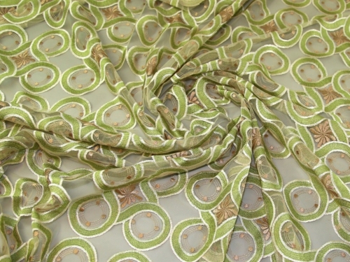 Deadstock Embroidered Lace Fabric Pistachio
