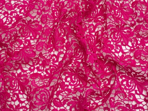 Minerva Core Range Heavy Guipure Lace Fabric Cerise Pink