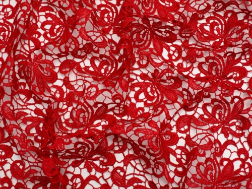 Minerva Core Range Heavy Guipure Lace Fabric Red
