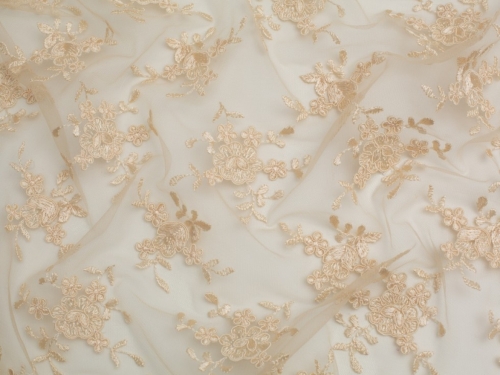 Minerva Core Range Embroidered Tulle Lace Fabric Champagne