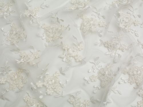 Minerva Core Range Embroidered Tulle Lace Fabric Ivory
