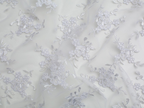 Minerva Core Range Embroidered Tulle Lace Fabric White