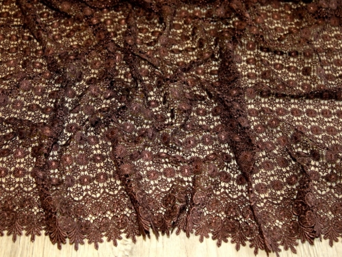 Deadstock Heavy Guipure Lace Fabric Brown