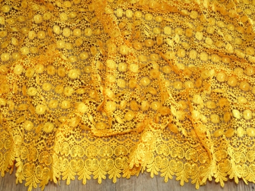 Deadstock Heavy Guipure Lace Fabric Yellow