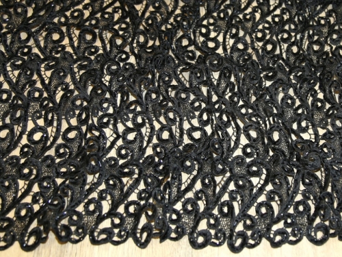 Deadstock Heavy Guipure Lace Fabric Black