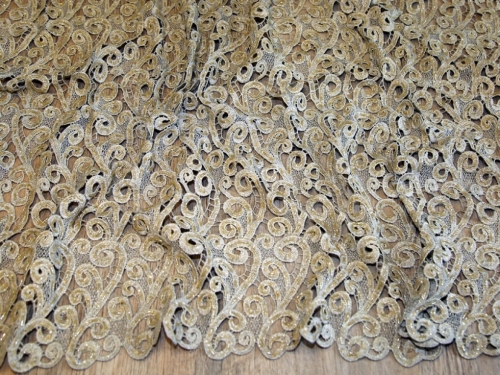 Deadstock Heavy Guipure Lace Fabric Gold