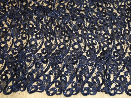 Deadstock Heavy Guipure Lace Fabric Navy Blue
