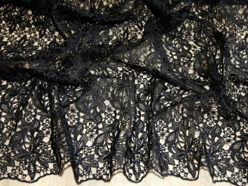 Deadstock Heavy Guipure Lace Fabric Black